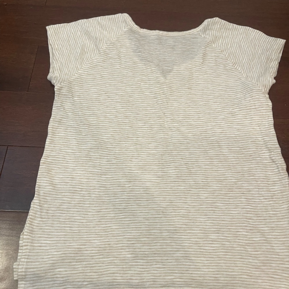 guc madewell Striped Cream Women's henley cotton t-shirt small - Picture 4 of 4